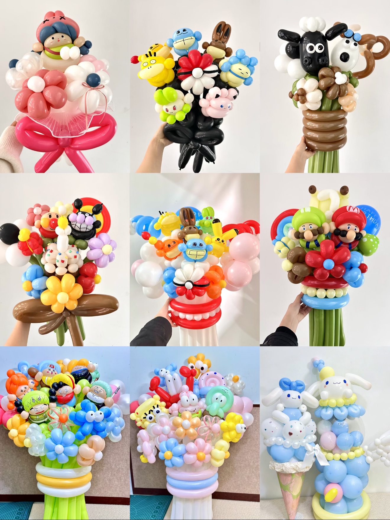 Character bouquets collage