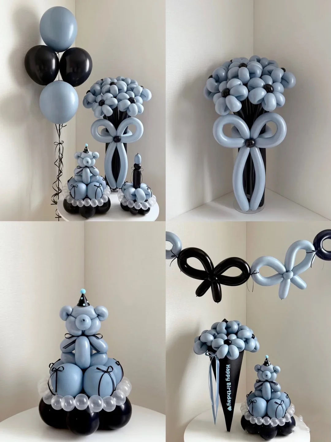 Elegant gray and black balloon collection