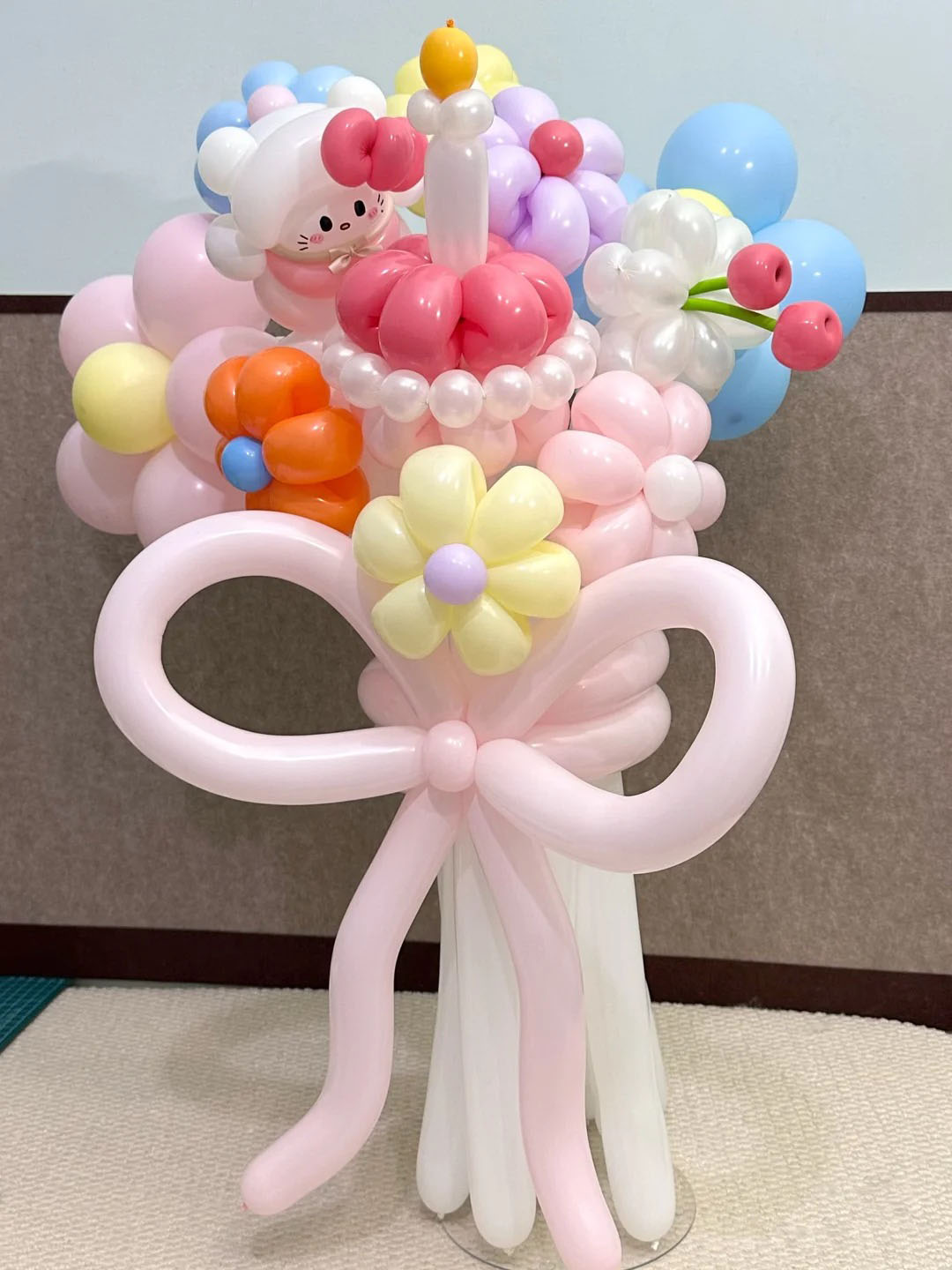 Pastel pink flower character bouquet
