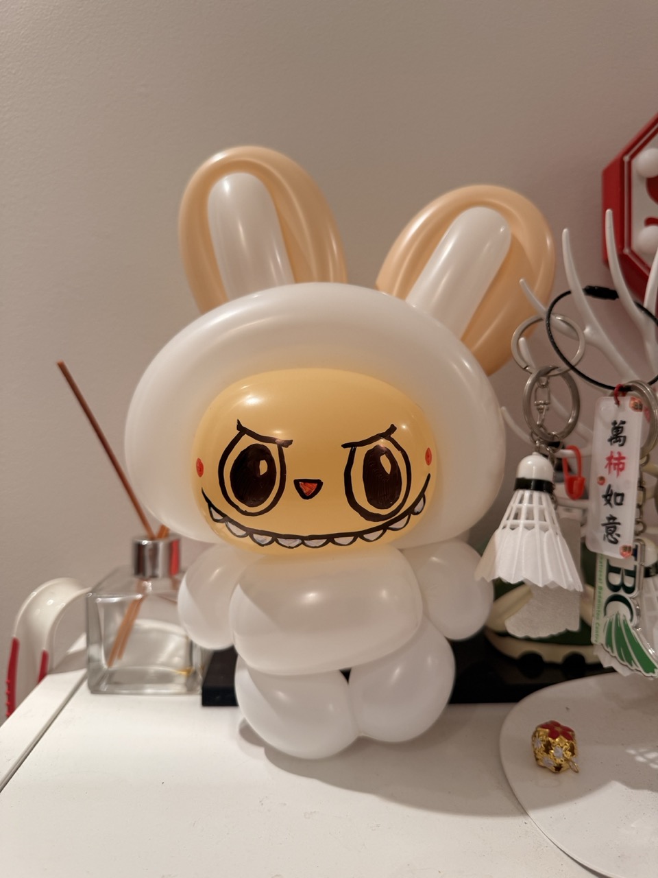 Cute bunny balloon art front view