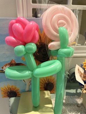 Handcrafted balloon tulip and lollipop flower bouquet