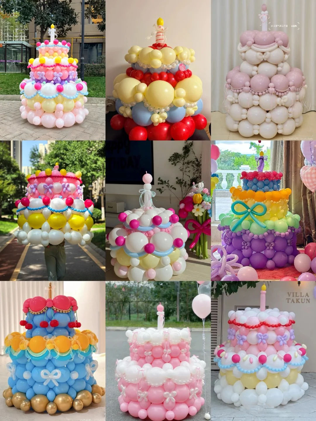 Balloon cake styles collage